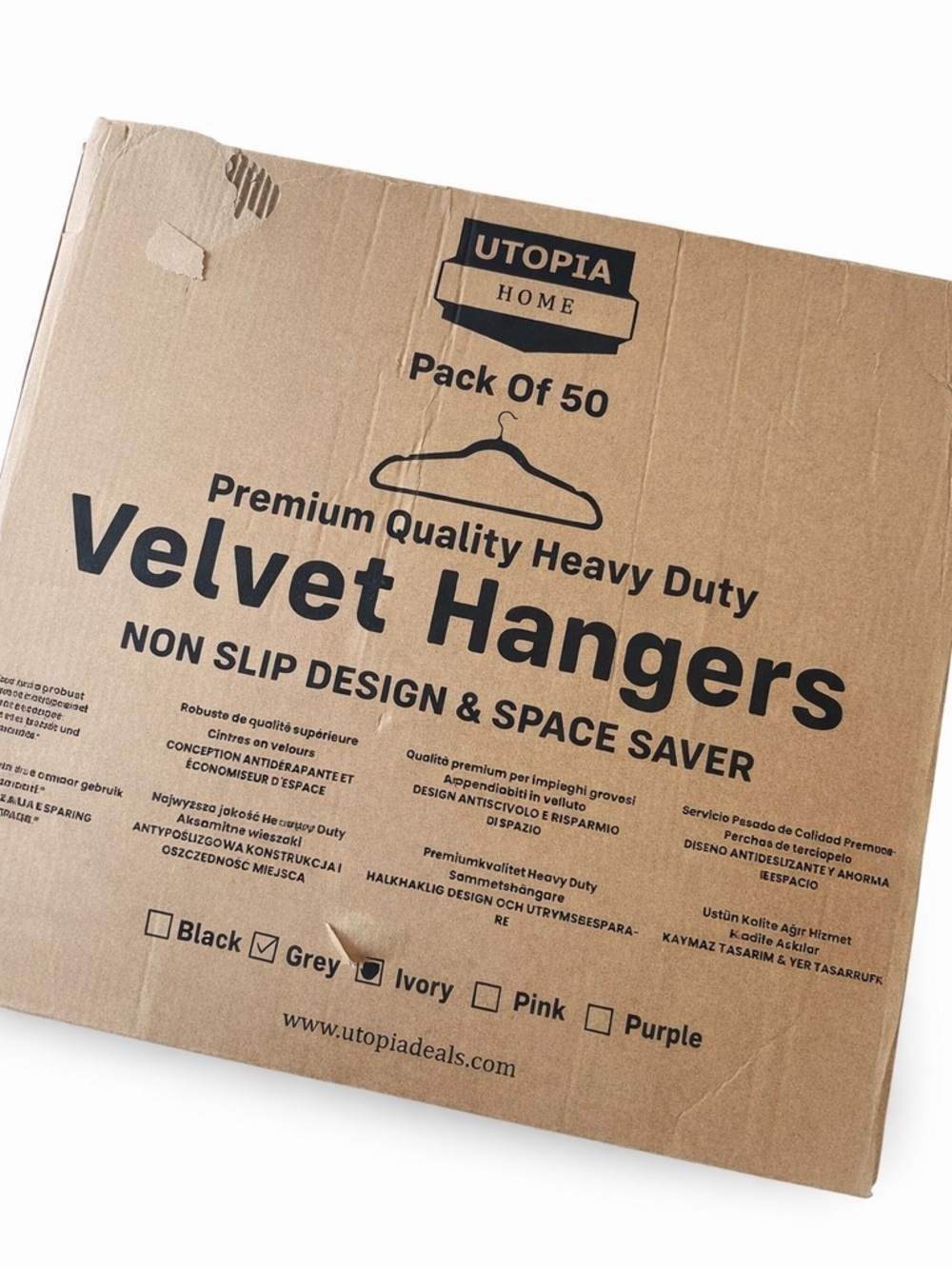 50 Pack Grey Velvet Hangers Non-Slip Slim Space Saving Closet Organizer